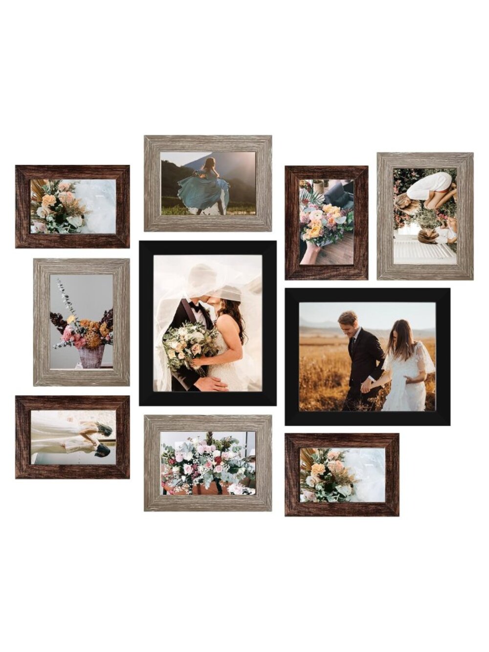 10-Pack Picture Frames Collage Wall Decor Gallery Set MDF Plexiglass Multi-Size